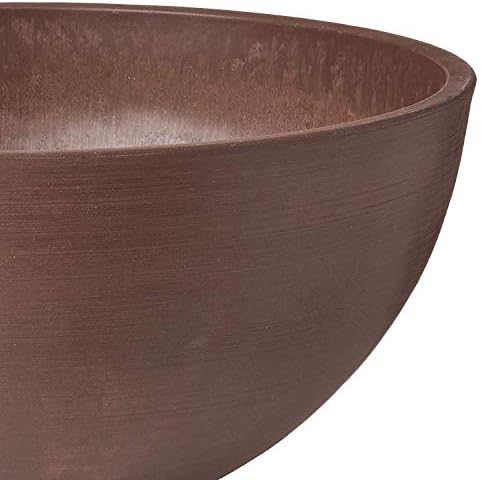 PSW Pot Collection 15x8 inch Plastic/Stone/Wood Composite Square Planter – No Drainage Hole (Drillable), Simplicity Bowl, Chocolate - Image 3