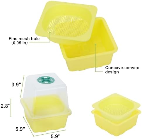 Microgreen Growing Trays, 5" x 5" Sprouting Tray with Humidity Dome, 1.2 mm Small Mesh Holes, BPA Free, Sprouter Kit for Growing Mirco Seeds, Like Broccoli, Alfalfa, Radish, Clover - 6 Pack | Colorful - Image 3