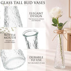 Set of 12 Clear Glass Bud Vases for Centerpiece, Water Ripple - Image 2