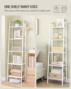 Hzuaneri Ladder Shelf, Bookshelf, Freestanding Corner Storage Shelf - Image 4