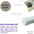 LaLaGreen Wall Planter (16 in, 3 Pack) White Metal Rectangular Succulent - Image 3