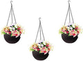 Plastic Hanging Flower Pots –Planters with Chain, 7.1 Inch Diameter, for Indoor Outdoor Balcony Garden, Lightweight Plant Holders for Home Decor Set of 3 (Dark Brown) by Unknown