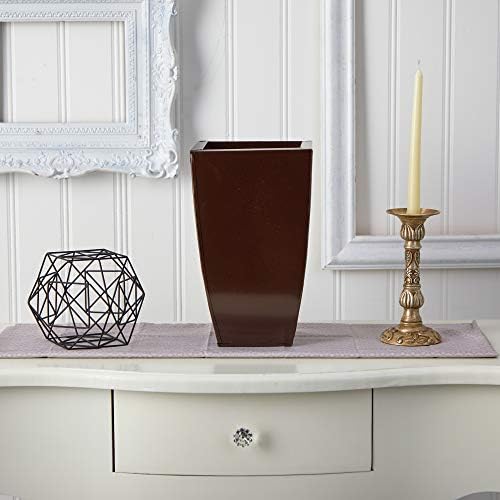Nearly Natural 13in. Tapered Square Metal Planter - Image 3