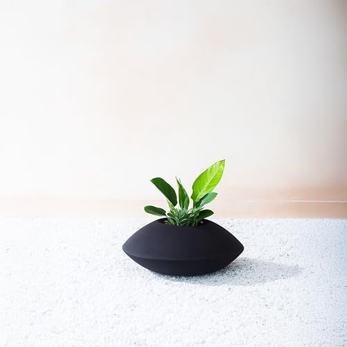 Fab Habitat Cairn Handmade Bowl Metal Planters in Mocha Charcoal - Small, Indoor/Outdoor, Lightweight with Drainage Holes by FabHabitat