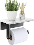 Gypie Marble Toilet Paper Holder with Shelf, Wall Mounted Matte Black by GypieHouseware
