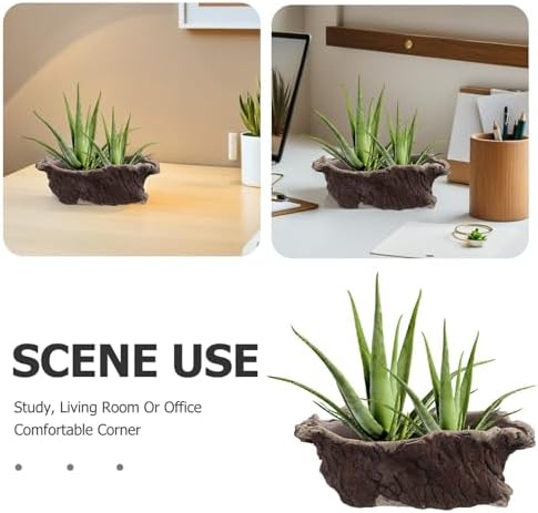 HOMSFOU Vintage Cement Tree Root Planter for Indoor Desk Greenery - Image 3