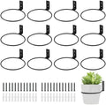 12-Pack 6 Inch Flower Pot Holder Ring Hanging Plant Holder Wall Mount Metal Plant Hangers Indoor Outdoor Planter Hooks Brackets for Patio, Garden, Home, Matte Black by KvyusFlourish
