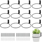12-Pack 6 Inch Flower Pot Holder Ring Hanging Plant Holder Wall Mount Metal Plant Hangers Indoor Outdoor Planter Hooks Brackets for Patio, Garden, Home, Matte Black by KvyusFlourish