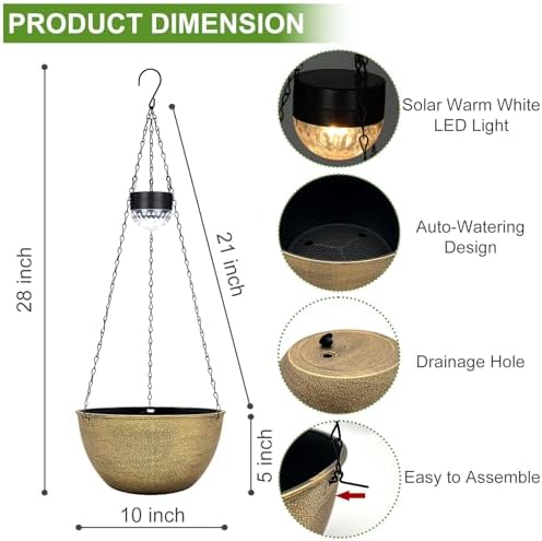 BAYN 2 Packs Solar Hanging Basket Planters for Plants Outdoor - Image 3