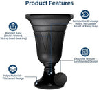 24" Tall Urn Planters for Outdoor Plants, Urns and Pedestal, Black - Image 4