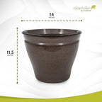 Headwind Glazed Ironstone Avery Collection Decorative Plant Pot – 14" Pebblewood Brown Glazed Decorative Pot – Lightweight & Durable Flower Pots for Indoor Plants - Outdoor Planter by Robert Allen - Image 2