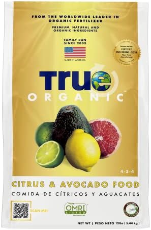 True Organic Citrus & Avocado Food – Organic Fertilizer for Lush Foliage and Abundant Fruit – 12lb Bag Covers 210 Sq. Ft. by True+Organic