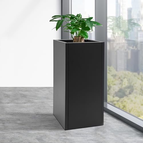 TFCFL Heavy Tall Outdoor Indoor Planter Box Rectangular Large Flowerpot with Removable Insert Shelf,Tall Metal Planter Box for Porch,Garden,Patio,Yard (14x14x30in,Black) - Image 2