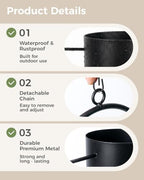 Bamworld Black Hanging Planters for Indoor Outdoor Plants Metal Hanging Pot - Image 5