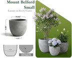DTY Mount Belford 11.8'' D x 9.6'' H (Pot Opening 10.6") Fiberstone Egg Shaped Planter with Drainage Hole, Smooth Finishes, Weather Resistant for Indoor and Outdoor, 2 Extra Coco Mats - Small, Gray - Image 7