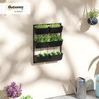 Outsunny 3-Tier Wall Planter w/ 6 Pots, Outdoor Hanging Planter, Black - Image 2