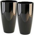 SUN-E Tall Planter for Outdoor Indoor Plants 2Pack, 21Inch Large Gloss Black Planter with Removable Insert Shelf High Glossy Piano Finish Ceramic-Look Tall Flower Pot for Office Lobby Minimalist Decor by SESUN-E