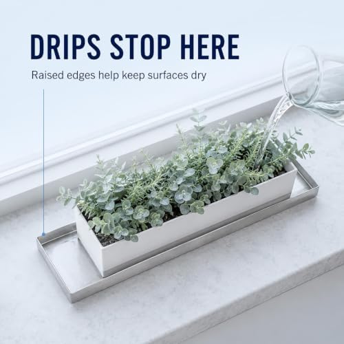 204 Stainless Steel Drip Tray for Plants, Long Narrow Metal Catch Pan - Image 3