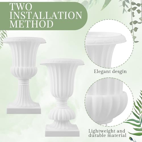 AceOrbit 4 Pack 12" Large Plastic Urn Planters, Pedestal Flower Plant Pot White Plant Stand for Wedding, Party, Event, Home, Stage, Garden, Balcony Decoration - Image 4