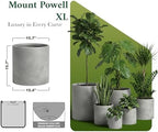 DTY Mount Powell 15.7" D x 15.7" H (Pot Opening 12.6") Fiberstone Cylindrical Planter with Drainage Hole, Weather Resistant for Indoor & Outdoor Use, Includes 2 Extra Coco Mats - Gray, Extra Large - Image 7