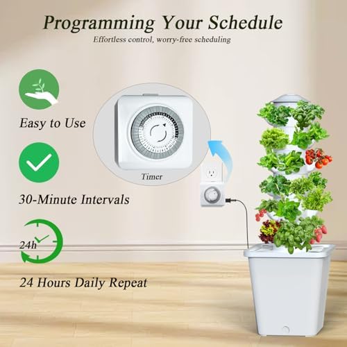 Hydroponics Growing System, 30-Plant Indoor Hydroponic Tower with Pump System, Plants Germination Kit, Smart Aeroponic Herb Garden, Vertical Hydroponic System for Gardening Lover (No Seed) - Image 2