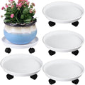 Planterhoma 4 Packs Heavy-Duty Plastic Plant Caddy with Wheels - 11.8" Rolling Plant Stand - Strong Load Bearing - 360 Rotated Wheels - Indoor/Outdoor Use by Planterhoma