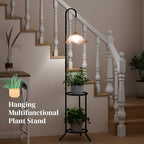 2 Tiers Hanging Metal Plant Stand Space Saving Corner Plant Holder - Image 4