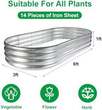JERIA 2 Pcs 6×3×1ft Oval Raised Garden Bed,Galvanized Raised Garden Bed Kit Outdoor Metal Gardening Planter Box for Vegetable, Fruits, Flower，Herbs - Image 2