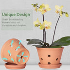 8 inch Terracotta Orchid Pots with Holes and Saucers, 2 Pack Clay Orchid Planter Pots for Repotting, Large Terra Cotta Orchid Pot, Plant Flower Pots for Orchid Indoor Outdoor Promotes Air Circulation - Image 6