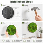 Motivilla 11.8" Round Preserved Moss Wall Art with Modern Aluminum Frame - Image 3