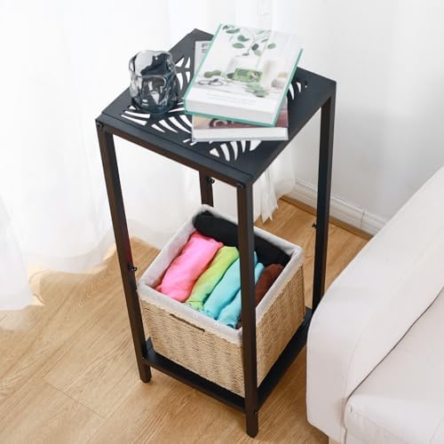 Party Zealot 2-Tier Tall Metal Square Plant Stand 31" Heavy-Duty Modern Flower Pot Rack for Indoor Living Room, Corner Side Table for Outdoor Patio, Garden, and Balcony Black, Leaf - Image 2