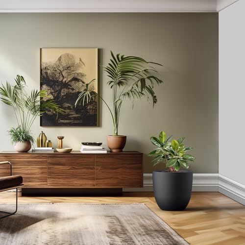 Kante Black Concrete Planter 18" Dia All-Weather Round Large Pot - Image 3