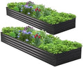 2PCS 12x3x1ft Galvanized Raised Garden Bed Kit,Metal Planter Box for Vegetables,Flowers,Herbs Durable Rust-Resistant Patio Gardening Beds,Black by Henshwon
