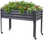 Rolling Raised Garden Bed 2'x 4' with Legs & Storage Shelf, 700 lb Capacity Elevated Planter Box for Vegetables, Flowers & Herbs, for Patio & Porch - Modern Gray by NATUREIN
