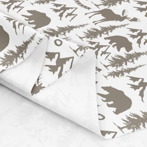 Deer Upholstery Fabric, Christmas Elk Antlers Fabric By The Yard, Bear - Image 6