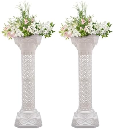 2Pcs Wedding Roman Column Elegant Roman Pillars Stand, Flower Pot Columns Stand Pedestal Tall Wedding Centerpiece Stand for Wedding Party Celebration Decor by Unknown