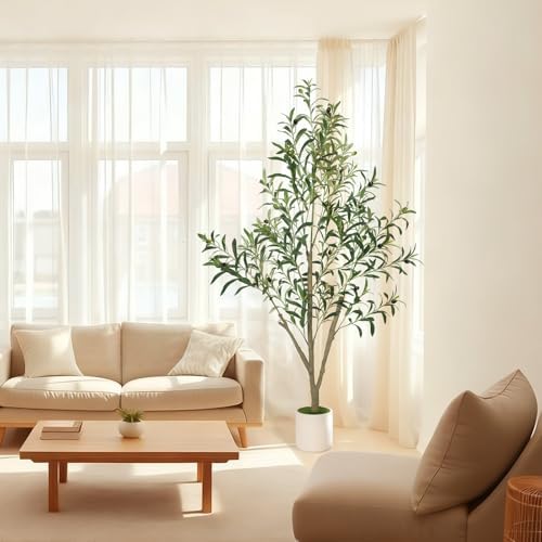Timoo Faux Olive Tree Olive Trees Artificial Indoor with White Planter (5 FT) - Image 5