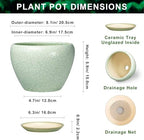 Ceramic Planter, 8 Inch Plant Pot, Crackle Light Green - Image 2