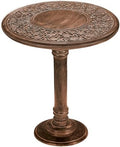 Mango Wood Round End Table, Burnt Finish, 18x22 by TheWoodenTown