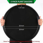 PATIKIL 5 Pack Large Plastic Plant Saucer, 22 Inch Plant Tray for Pots Round Plant Dish Plant Drip Trays Water Tray for Indoors Outdoors Garden, Black - Image 2
