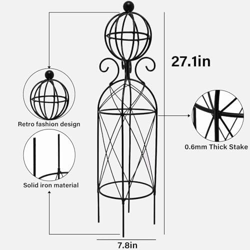 Metal Garden Obelisk Trellis for Climbing Plants - 27.1"x7.8" - Image 2