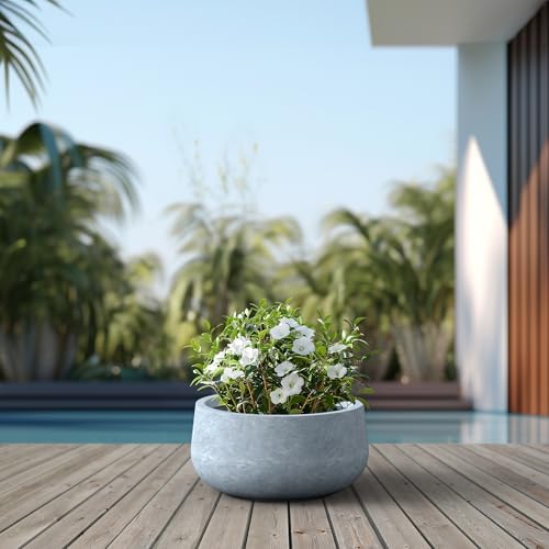 Kante Blue Gray Concrete Planter 18.5" Dia All-Weather Round Large Pot - Image 5