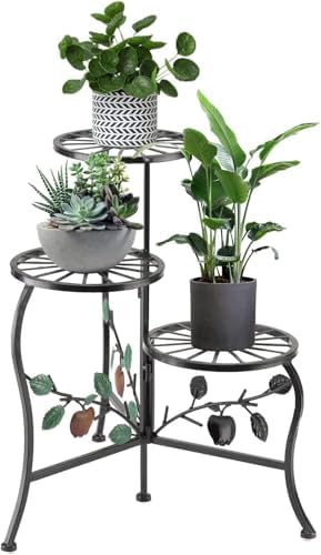 N.B.Y. 3 Tier Metal Plant Stand Indoor Outdoor Fold Waterproof Flower Plant Fit For Garden Balcony Patio Living Room Balcony Office Yard by N.B.Y.