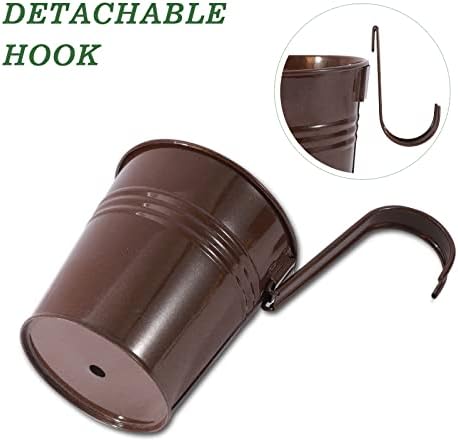 HowRU Metal Iron Flower Pots for Railing Fence Hanging Bucket Pots(5 Pcs) and Hanging Flower Pots Metal Iron Bucket Planter(10 Pcs) (Bronze) - Image 4