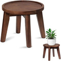 Demigo Indoor Plant Stand, 8 in Tall Acacia Wood Plant Shelf, Dark Brown by Demigo