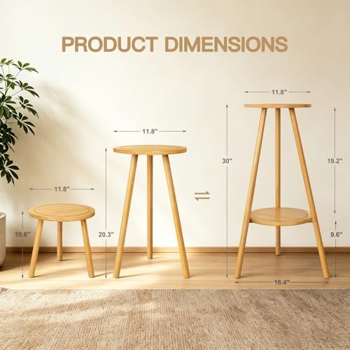 Jotsport Bamboo 2-Tier Plant Stand, 2-in-1 Convertible Flower Pot Holder - Image 6