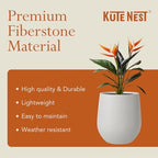 KUTE NEST 11.4" Premium Corso Fiberstone Outdoor Planter - Light Gray - Image 6