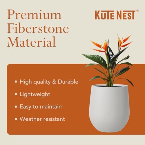 KUTE NEST 15" Premium Corso Fiberstone Outdoor Planter - Light Gray - Image 6