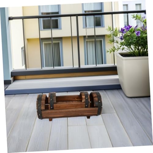 Rustic Half Barrel Flower Pot Set 2Pcs Heat-Treated Outdoor Planters - Image 5
