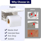 Gypie Toilet Paper Holder with Marble Shelf, Wall Mounted Brushed Nickel - Image 5